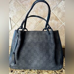 Gucci Black GG Canvas Leather Shoulder Bag